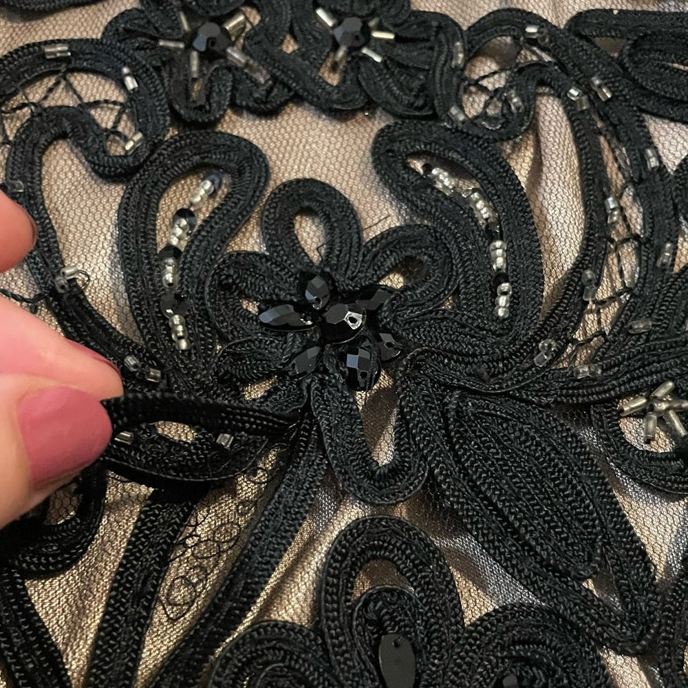 Sue Wong Nocturne Black Lace Beaded Evening Cocktail Dress Size 2 - Picture 11 of 14